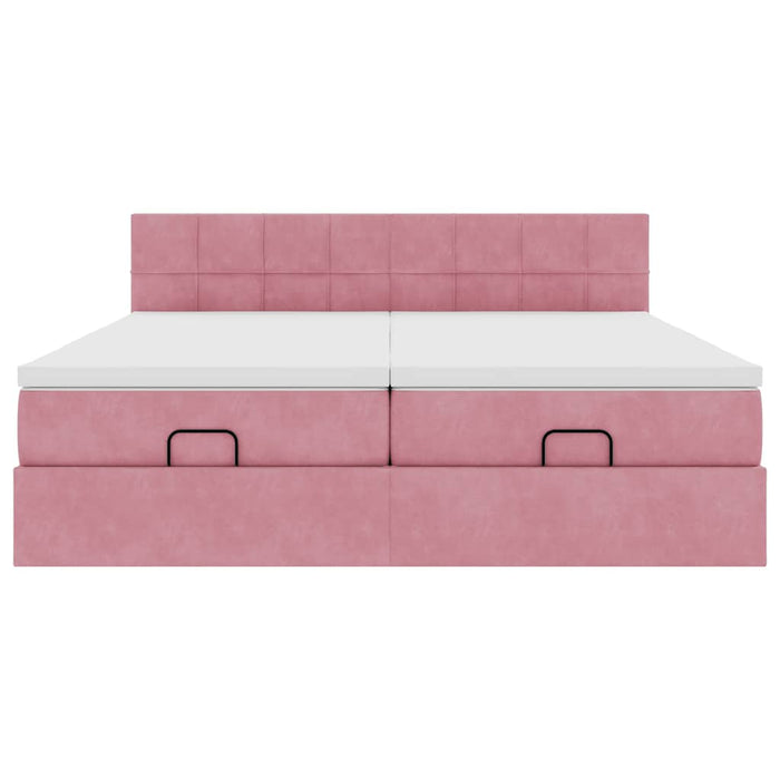 Cadru de pat otoman cu saltele Roz 180x200cm catifea - WALTI WALTI