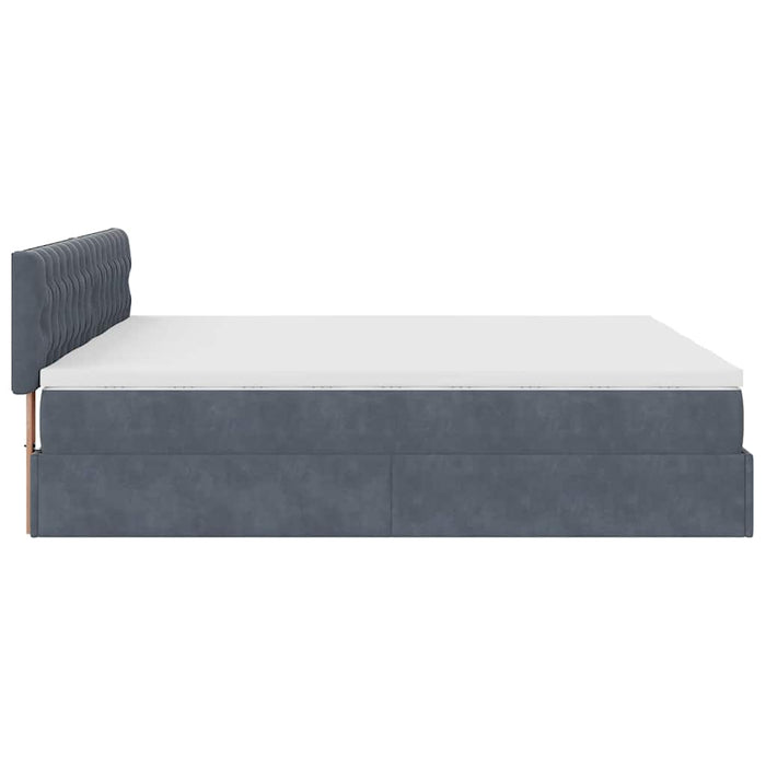 Cadru de pat otoman cu saltele Gri închis 160x200cm catifea - WALTI WALTI