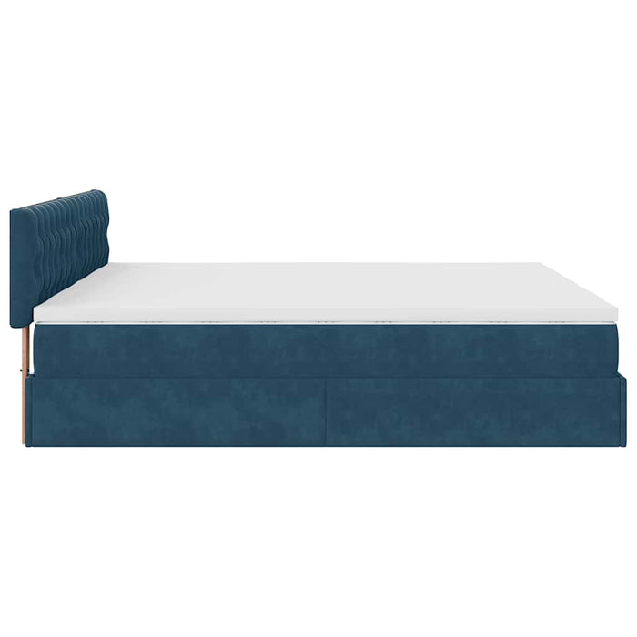Cadru pat otoman cu saltele Albastru închis 180x200cm catifea WALTI