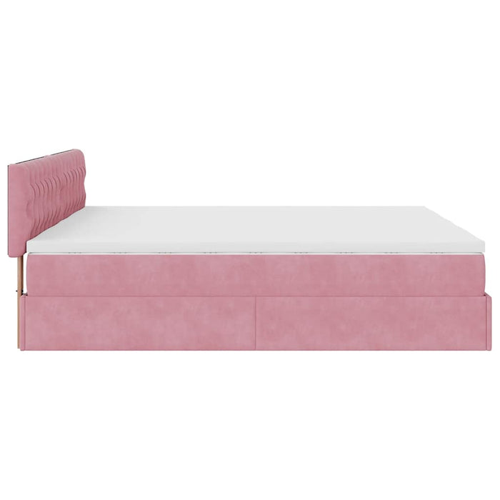 Cadru de pat otoman cu saltele Roz 180x200cm catifea - WALTI WALTI
