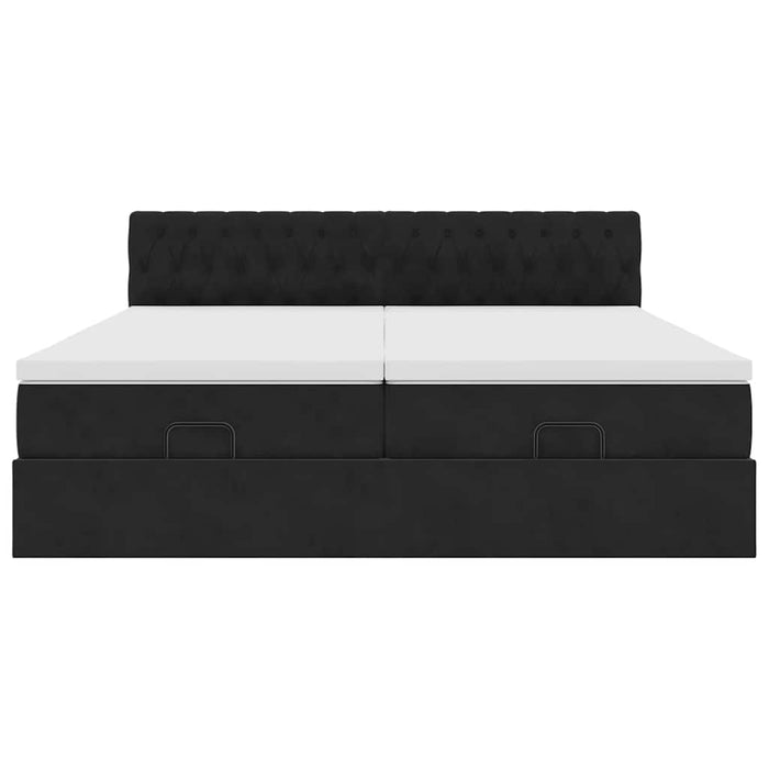 Cadru de pat otoman cu saltele, catifea neagră 200x200cm - WALTI WALTI