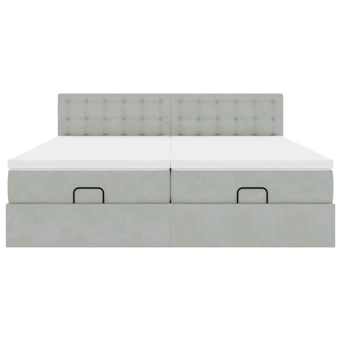 Cadru de pat otoman cu saltele Gri deschis 160x200cm catifea - WALTI WALTI