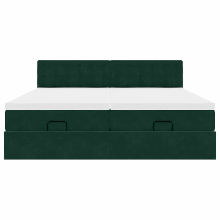 Cadru de pat otoman cu saltele Verde închis 160x200cm catifea - WALTI WALTI