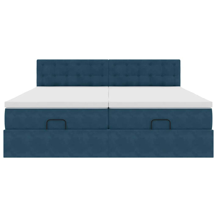 Cadru pat otoman cu saltele Albastru închis 180x200cm catifea - WALTI WALTI