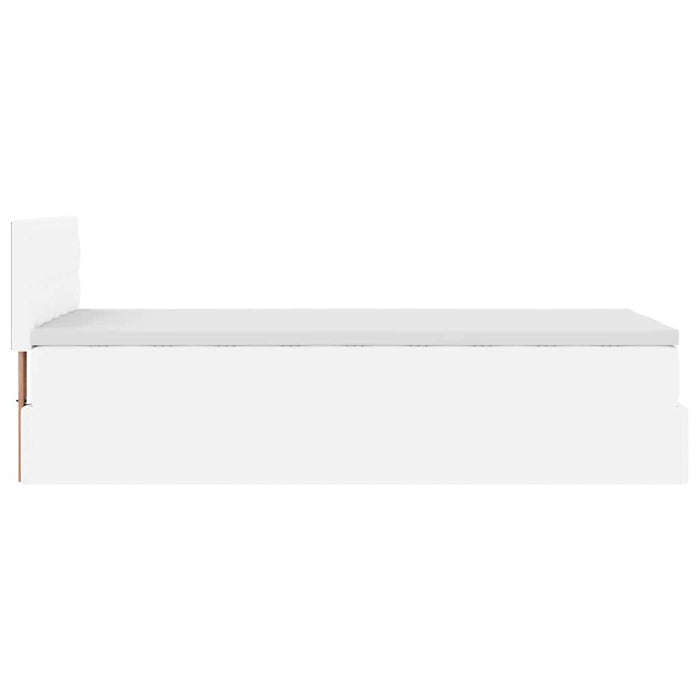 Cadru pat otoman cu saltea alb pur 80x200cm piele artificială - WALTI WALTI