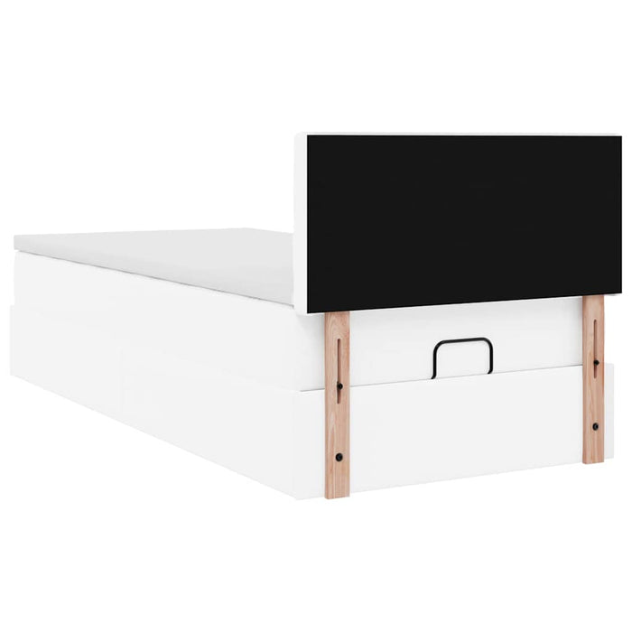 Cadru pat otoman cu saltea alb pur 80x200cm piele artificială - WALTI WALTI