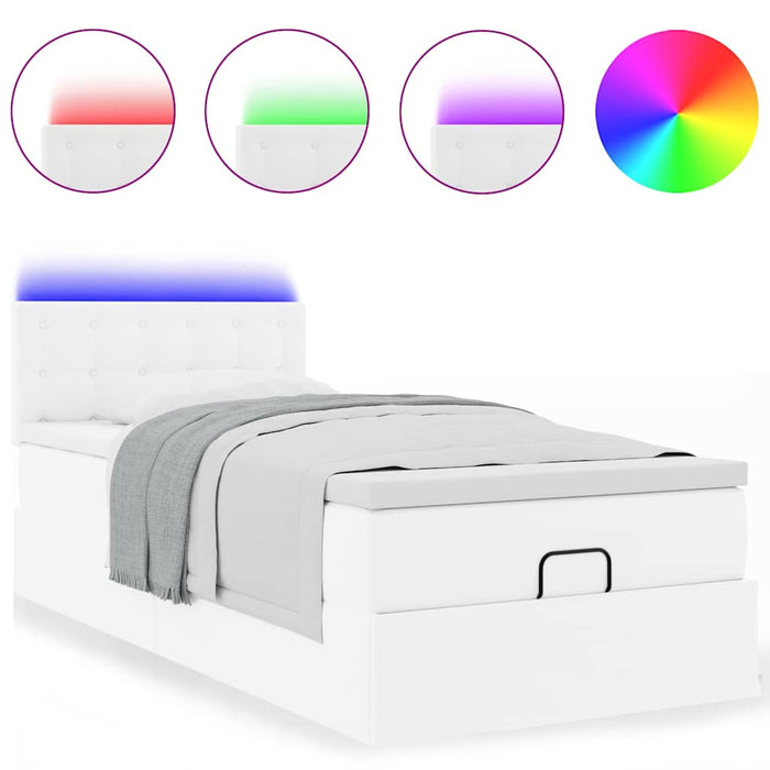 Cadru pat otoman cu saltea alb pur 90x190cm piele artificială - WALTI WALTI