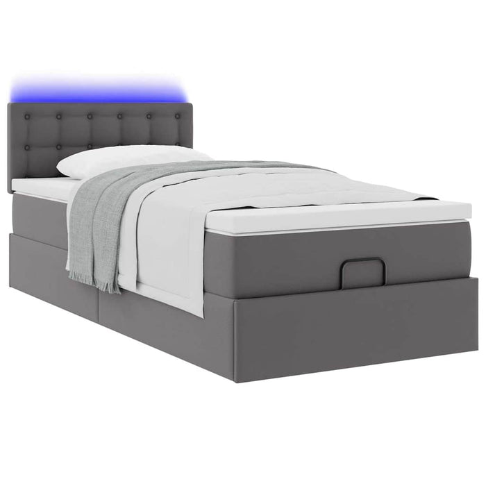 Cadru de pat otoman cu saltea gri 90x190cm piele artificială - WALTI WALTI