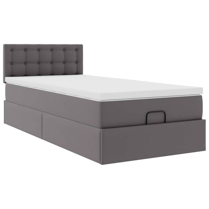 Cadru de pat otoman cu saltea gri 90x190cm piele artificială - WALTI WALTI