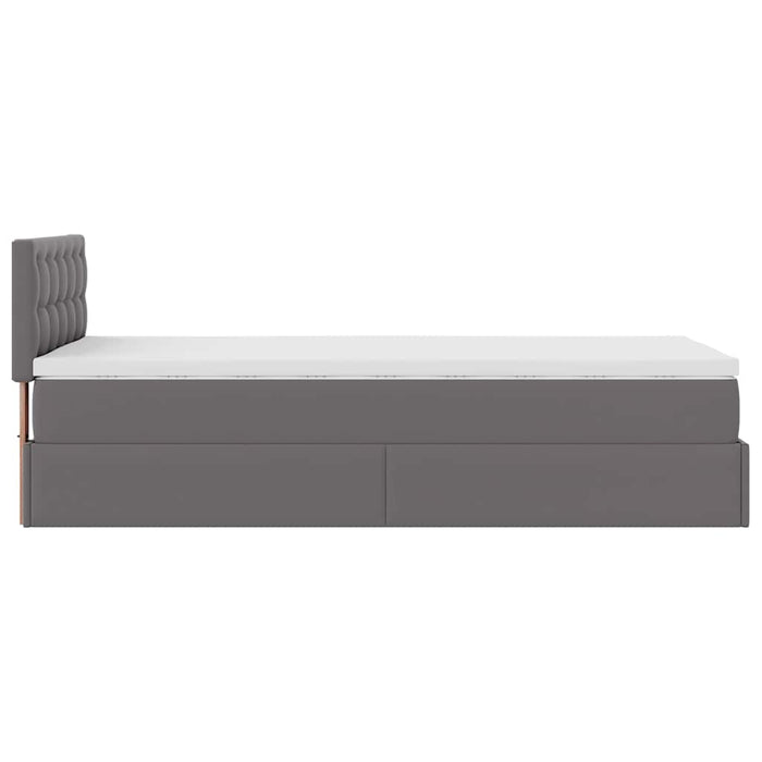 Cadru de pat otoman cu saltea gri 90x190cm piele artificială - WALTI WALTI