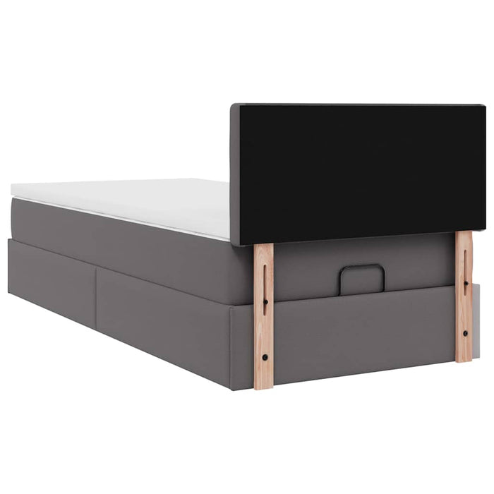 Cadru de pat otoman cu saltea gri 90x190cm piele artificială - WALTI WALTI
