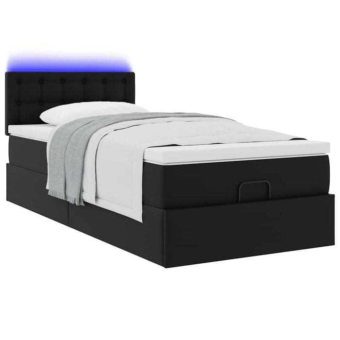 Cadru de pat otoman saltea neagră 100x200cm piele artificială - WALTI WALTI