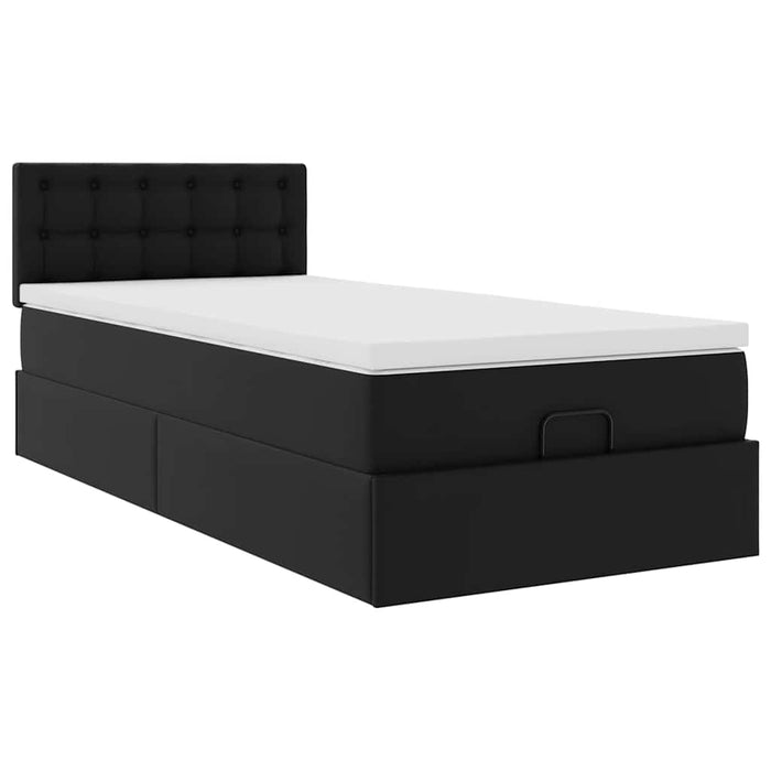 Cadru de pat otoman saltea neagră 100x200cm piele artificială - WALTI WALTI