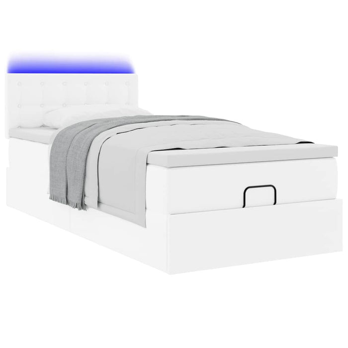 Cadru pat otoman cu saltea alb pur 100x200cm piele artificială - WALTI WALTI