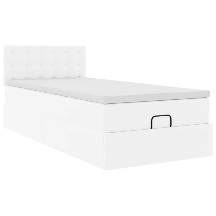 Cadru pat otoman cu saltea alb pur 100x200cm piele artificială - WALTI WALTI