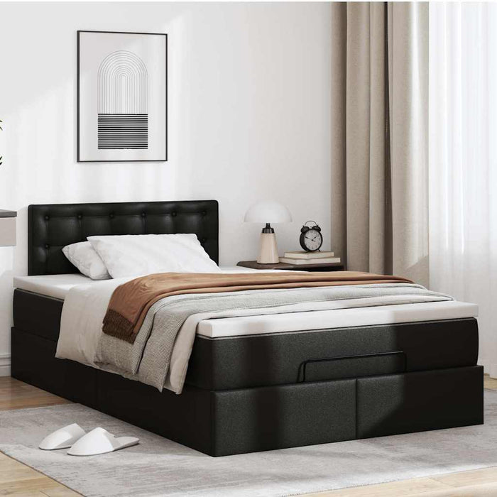 Pat otoman cu saltele și LEDs, negru 120x190cm, piele ecologică - WALTI WALTI