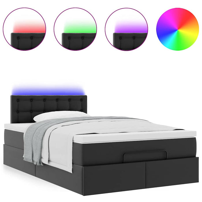 Pat otoman cu saltele și LEDs, negru 120x190cm, piele ecologică - WALTI WALTI