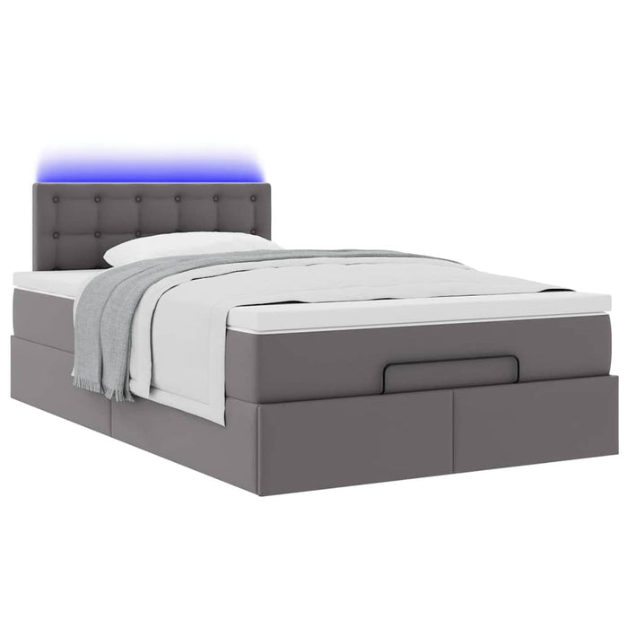 Pat otoman cu saltele și LEDs, gri, 120x190cm, piele ecologică - WALTI WALTI