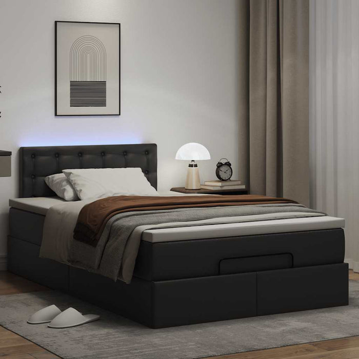 Cadru de pat otoman saltea neagră 120x200cm piele artificială - WALTI WALTI