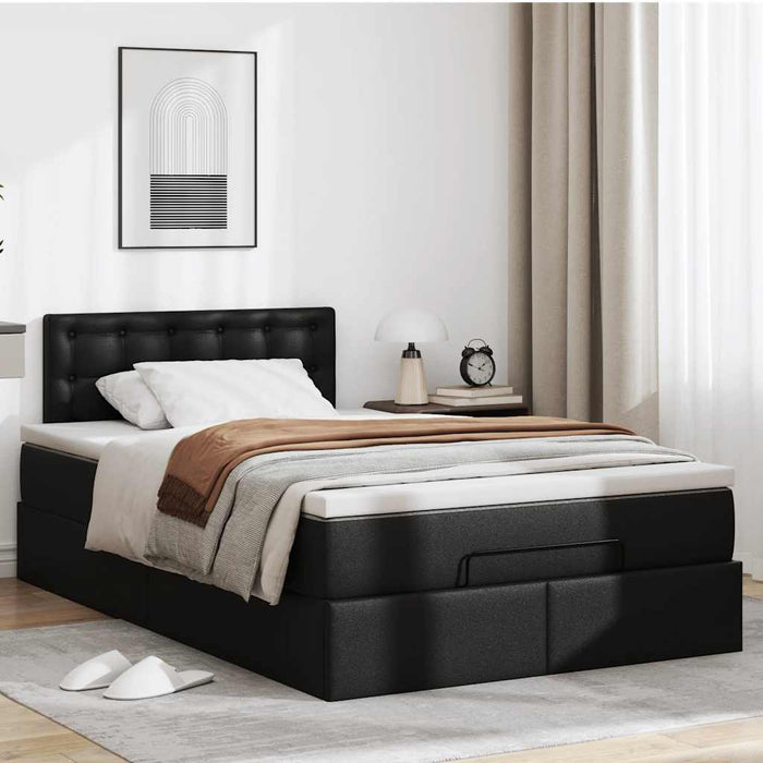 Cadru de pat otoman saltea neagră 120x200cm piele artificială - WALTI WALTI