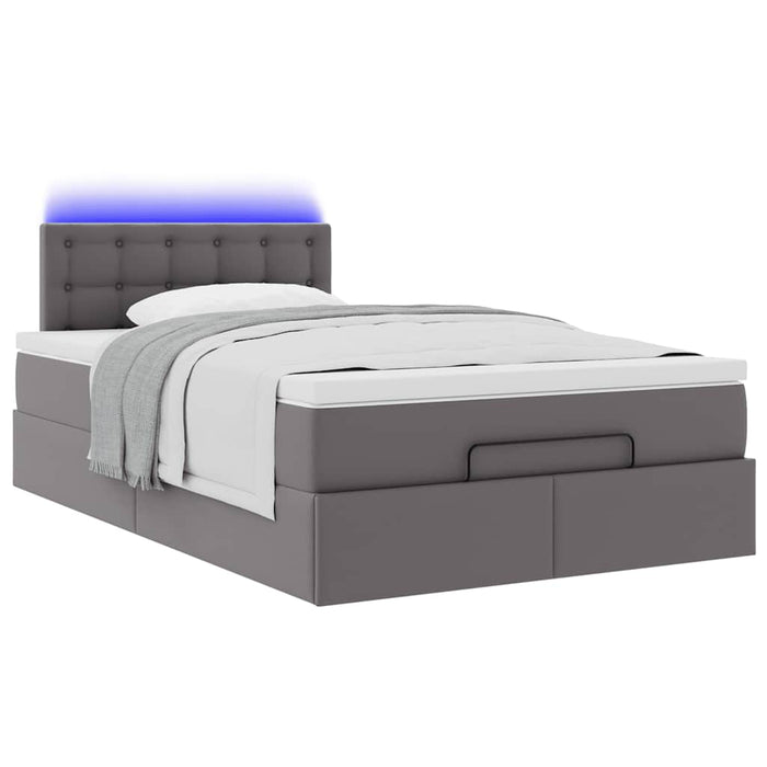 Cadru de pat otoman cu saltea gri 120x200cm piele artificială - WALTI WALTI