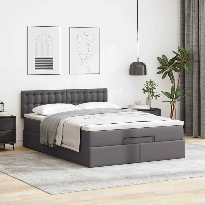 Pat otoman cu saltele și LEDs, gri, 140x190cm, piele ecologică - WALTI WALTI