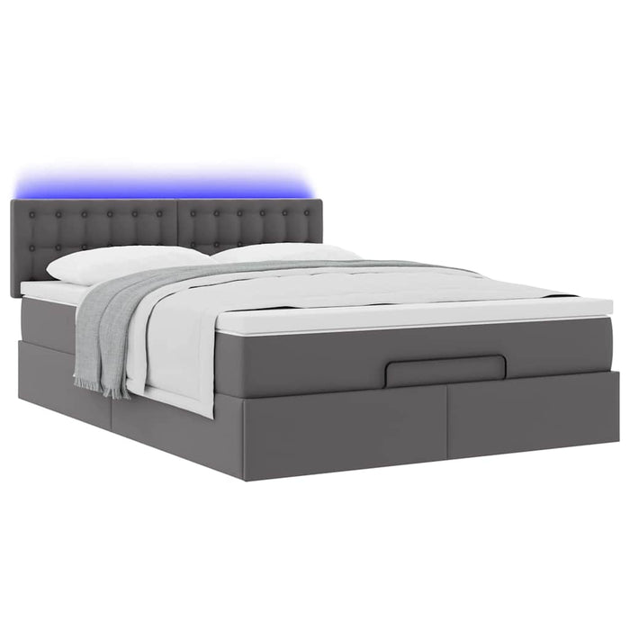 Pat otoman cu saltele și LEDs, gri, 140x190cm, piele ecologică - WALTI WALTI
