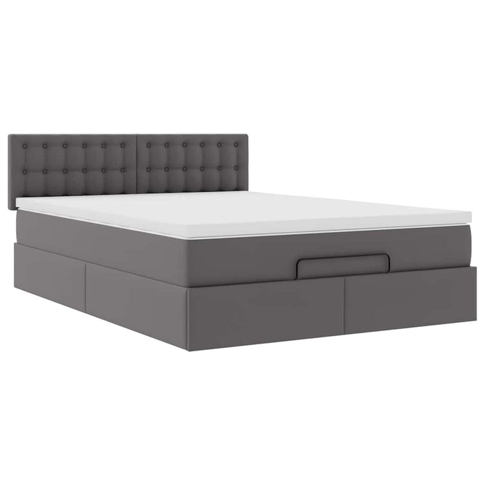 Pat otoman cu saltele și LEDs, gri, 140x190cm, piele ecologică - WALTI WALTI
