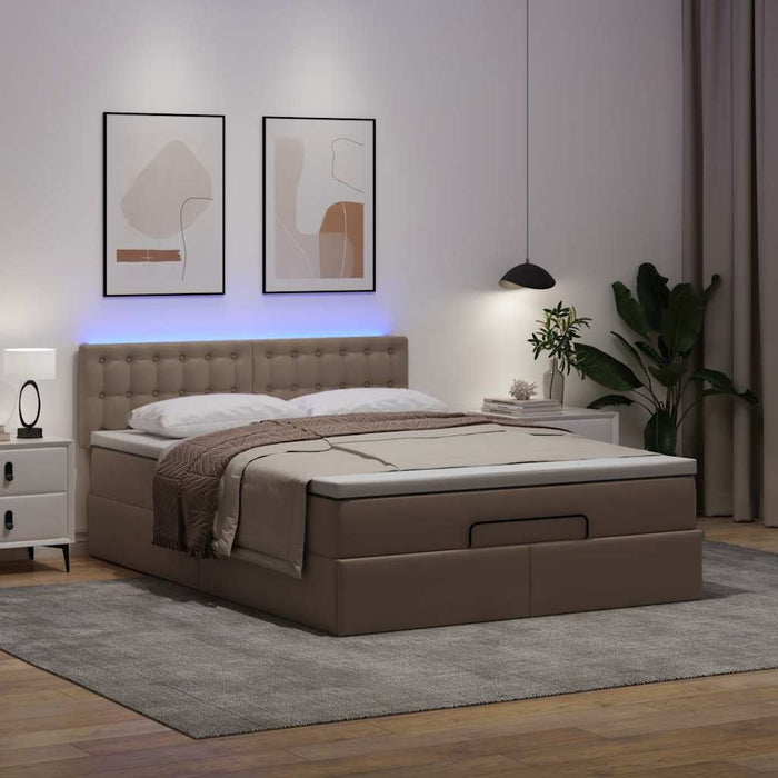 Pat otoman cu saltele și LEDs, 140x190cm, piele ecologică - WALTI WALTI