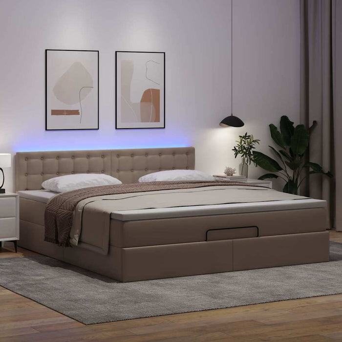 Pat otoman cu saltele și LEDs, 160x200cm, piele ecologică WALTI