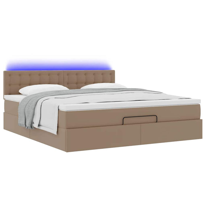 Pat otoman cu saltele și LEDs, 160x200cm, piele ecologică WALTI