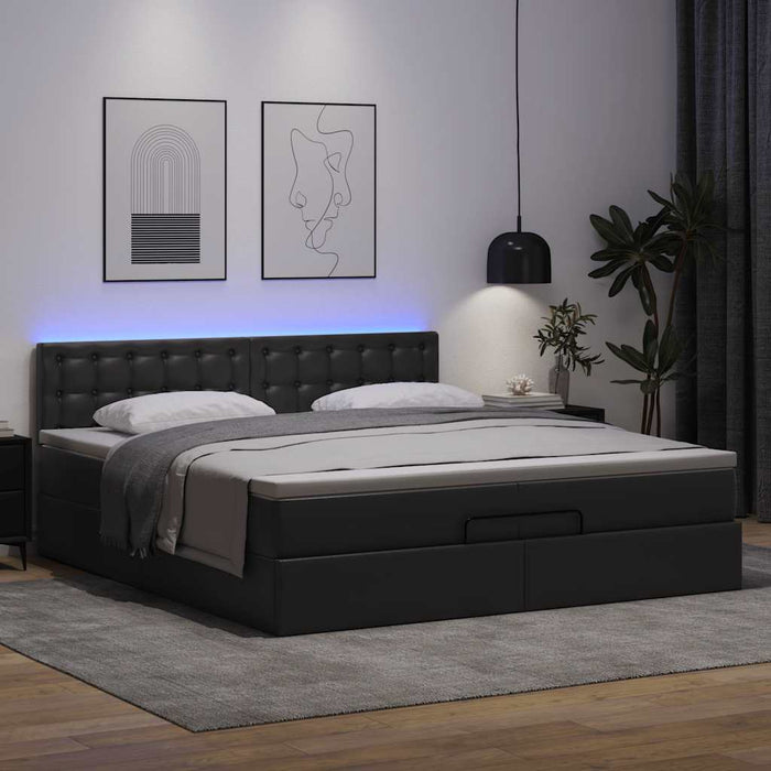 Cadru de pat otoman saltele Negru 200x200cm piele artificială - WALTI WALTI
