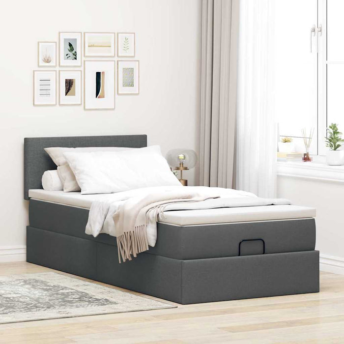 Pat otoman cu saltea și LED-uri, gri închis, 80x200cm, textil - WALTI WALTI