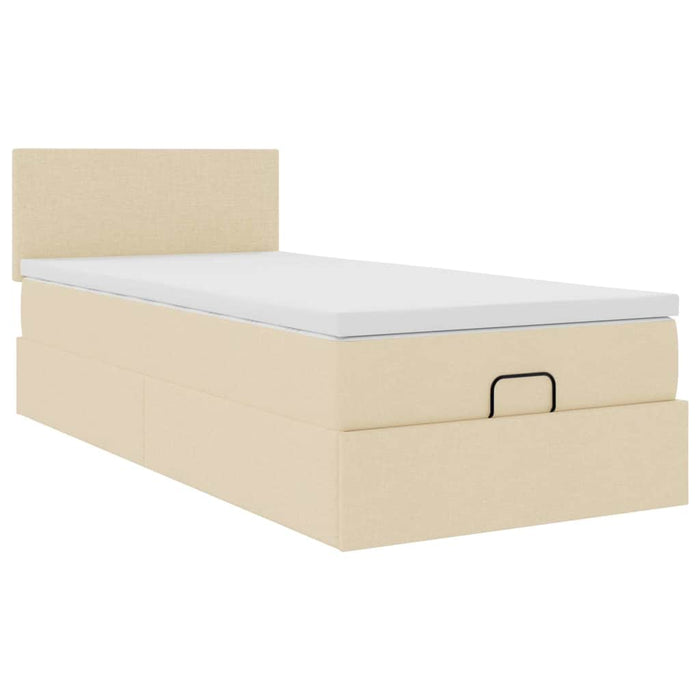 Cadru de pat otoman cu saltea crem 80x200cm stofa - WALTI WALTI