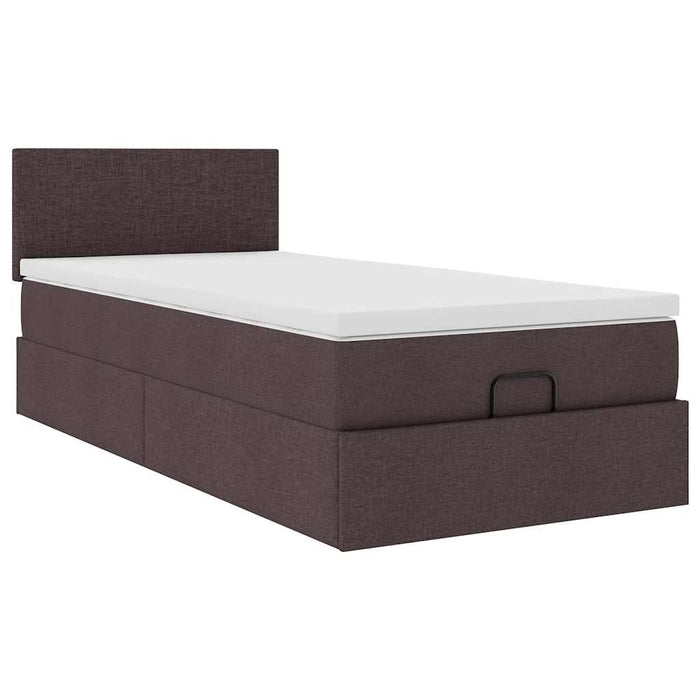 Cadru de pat otoman cu saltea țesătură maro închis 90x190cm - WALTI WALTI