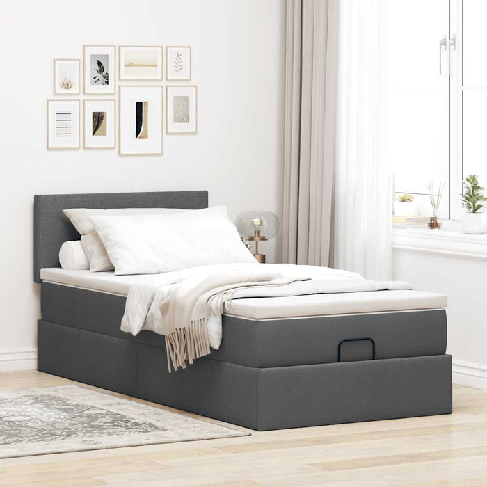 Pat otoman cu saltea și LED-uri, gri închis, 90x200 cm, textil - WALTI WALTI