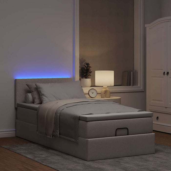 Pat otoman cu saltea și LED-uri, gri taupe, 90x200 cm, textil - WALTI WALTI