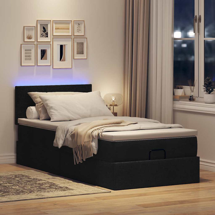 Pat otoman cu saltea negru 100x200 cm stofa - WALTI WALTI