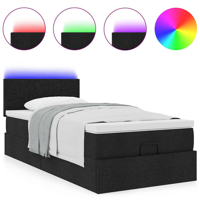 Pat otoman cu saltea negru 100x200 cm stofa - WALTI WALTI