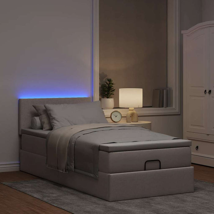 Pat otoman cu saltea Taupe 100x200 cm Stofa WALTI