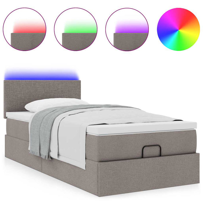 Pat otoman cu saltea Taupe 100x200 cm Stofa WALTI