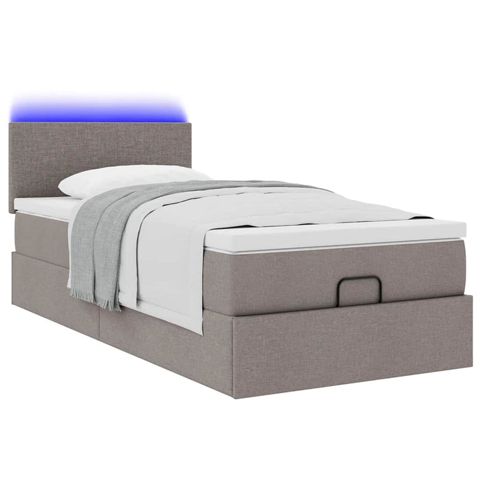 Pat otoman cu saltea Taupe 100x200 cm Stofa WALTI