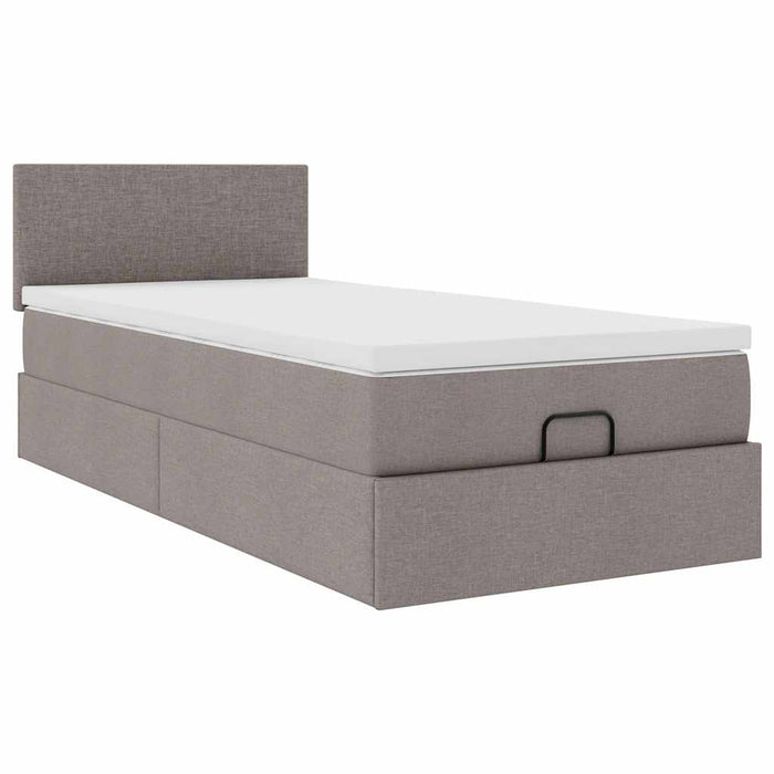 Pat otoman cu saltea Taupe 100x200 cm Stofa WALTI