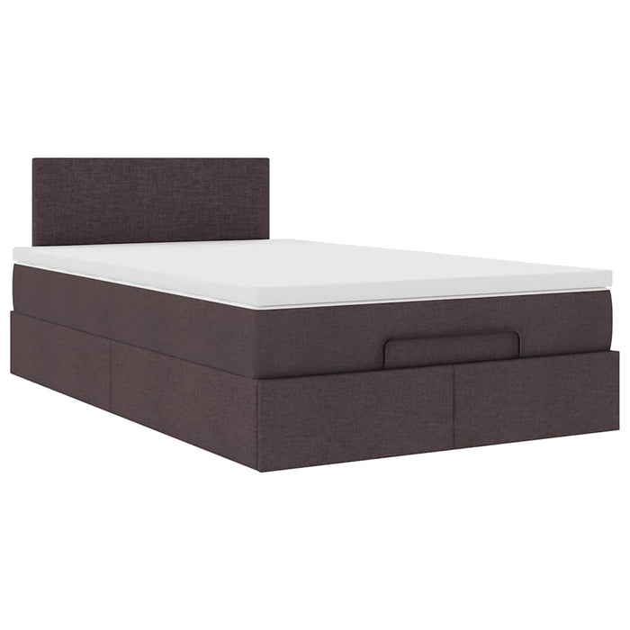 Cadru de pat otoman cu saltea țesătură maro închis 120x190 cm - WALTI WALTI