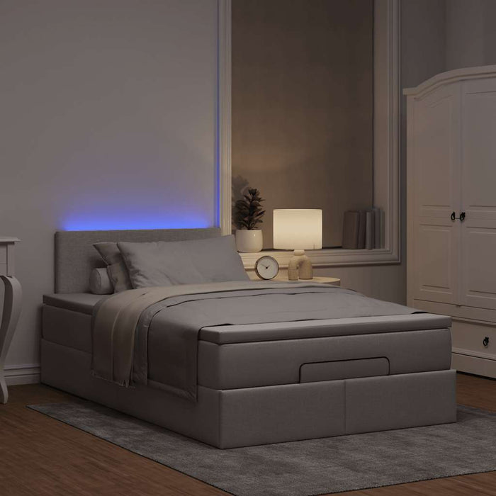 Pat otoman cu saltea și LED-uri, gri taupe, 120x190cm, textil - WALTI WALTI