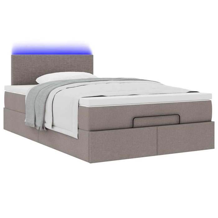 Pat otoman cu saltea și LED-uri, gri taupe, 120x190cm, textil - WALTI WALTI