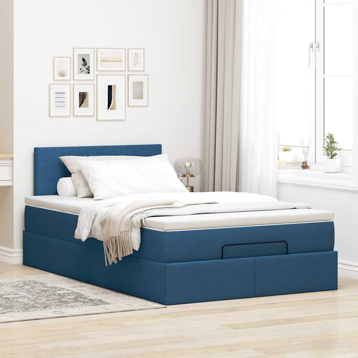 Pat otoman cu saltea și LED-uri, albastru, 120x190cm, textil - WALTI WALTI