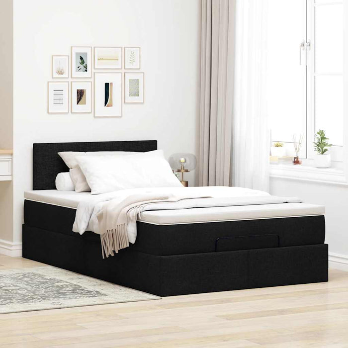 Pat otoman cu saltea negru 120x200 cm stofa - WALTI WALTI