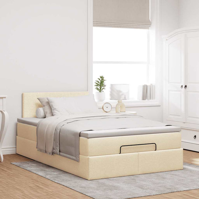 Cadru de pat otoman cu saltea crem 120x200cm stofa - WALTI WALTI