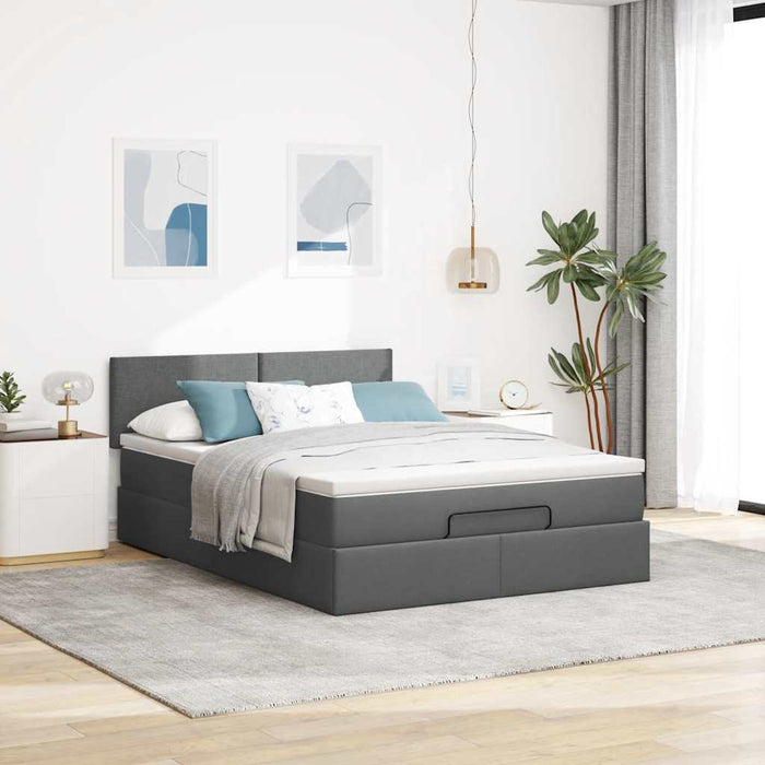 Pat otoman cu saltea și LED-uri țesătură gri închis 140x190 cm - WALTI WALTI